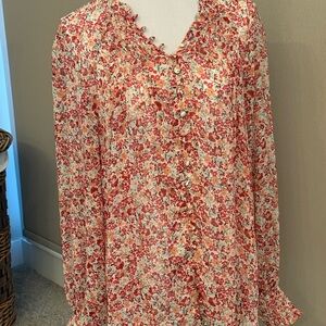 Torrid Red and Cream Floral Blouse